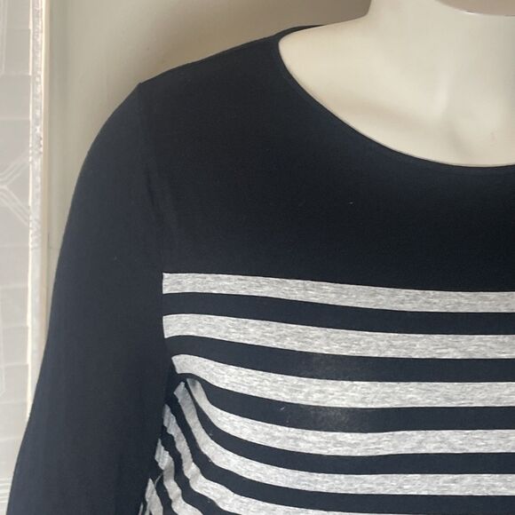 Vince Camuto Womens Tunic Top Size 3X Black Striped Minimalist Capsule Wardrobe - Picture 9 of 10
